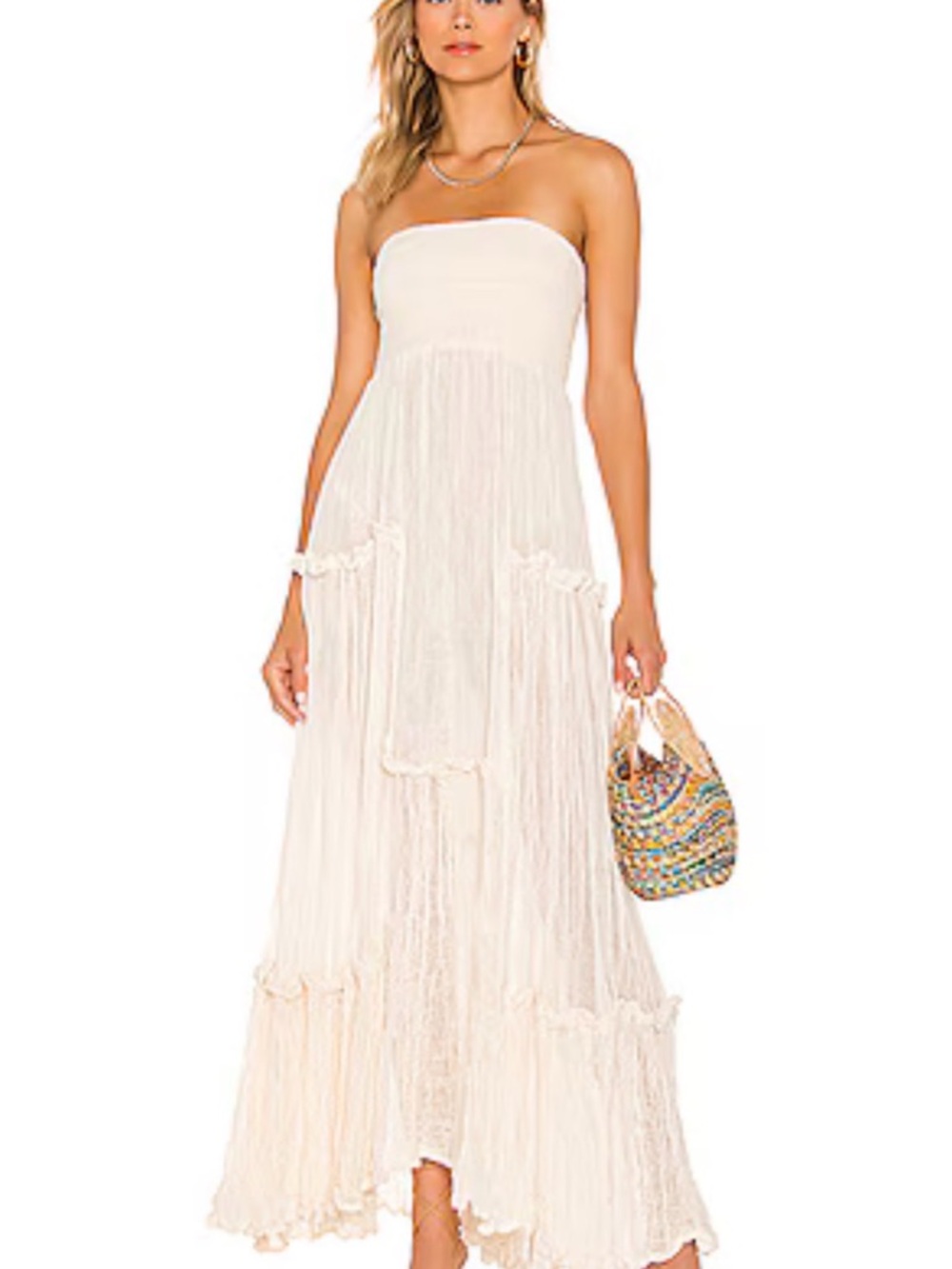 Jen's Pirate Booty Strapless Cream Maxi Dress
